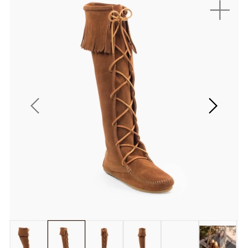 Minnetonka Brown Fringe Knee-High Boots